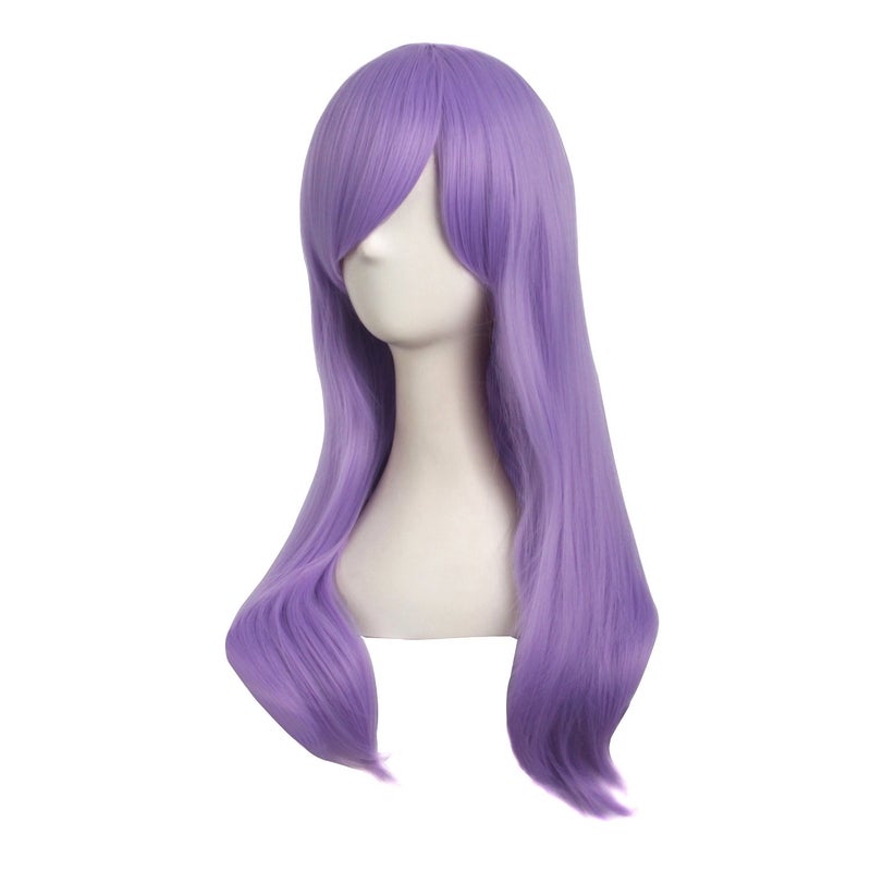 MapofBeauty 24 Inch/60cm Side Bangs Stylish Long Great Wavy Curly Cosplay Party Wig (Light Purple) - Image 3